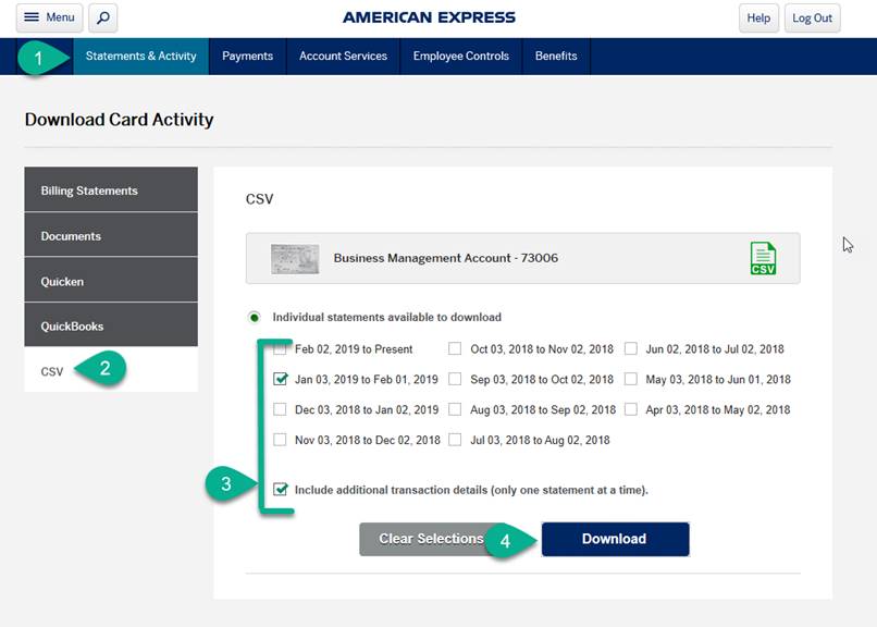 Microix Help Desk - How to import American Express Credit Card Transactions  from CSV file - Knowledge base